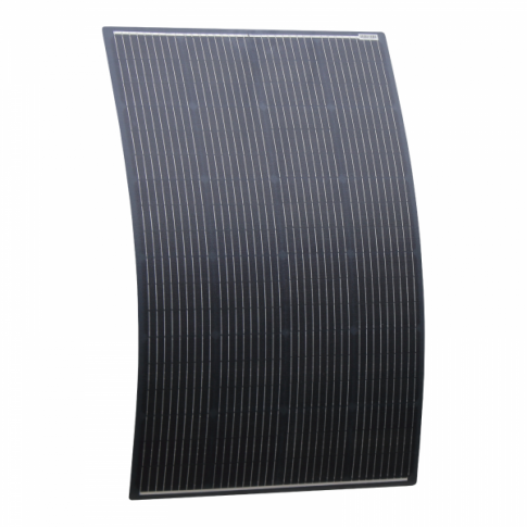 150W black semi-flexible fibreglass solar panel with round rear junction box