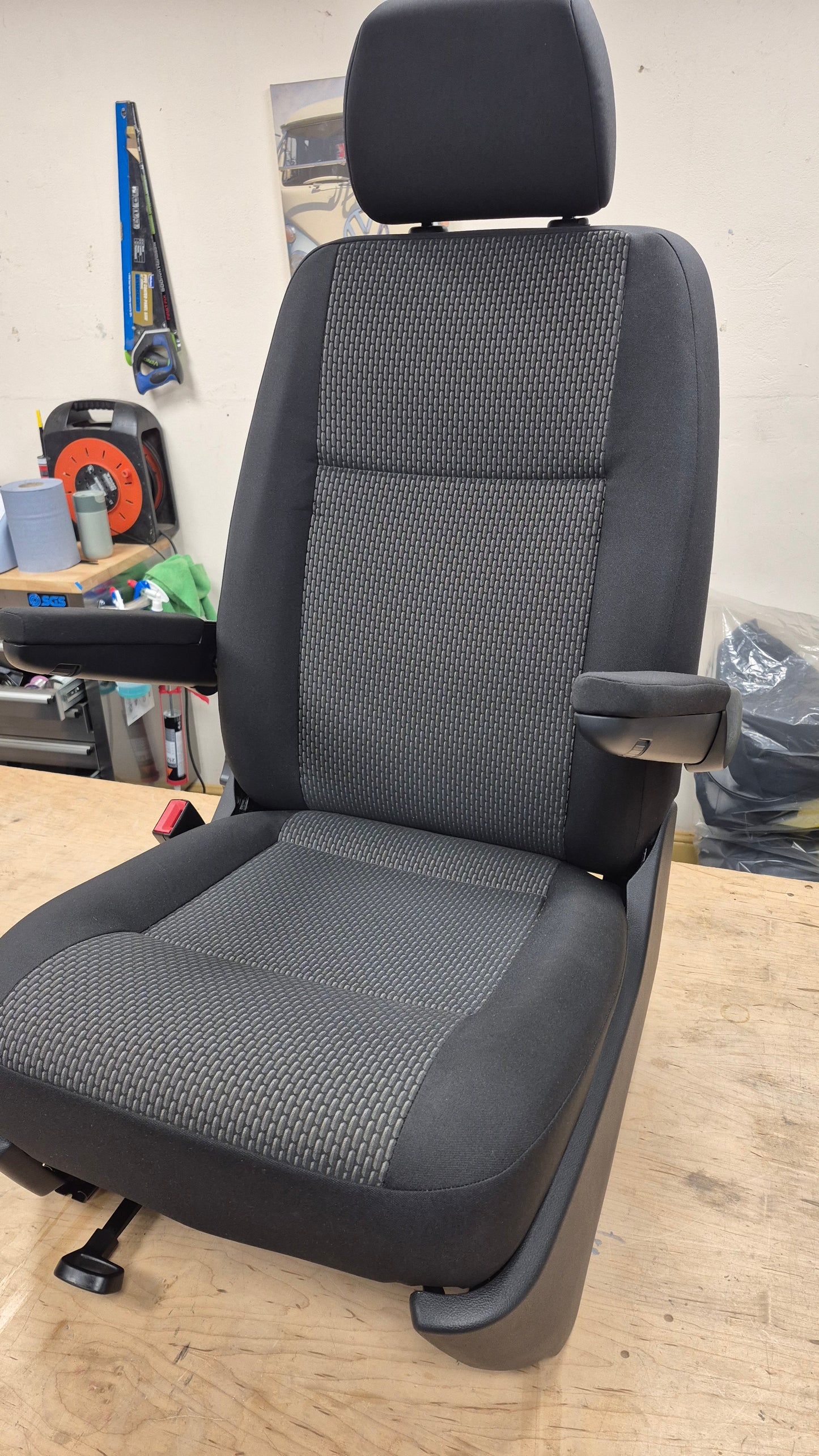VW T5, T6, Caravelle Single Passenger Seat - Bricks Fabric
